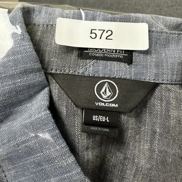 Volcom Shirt Mens Large Modern Fit Short Sleeve Button Up Chest Pocket Casual - Picture 10 of 10